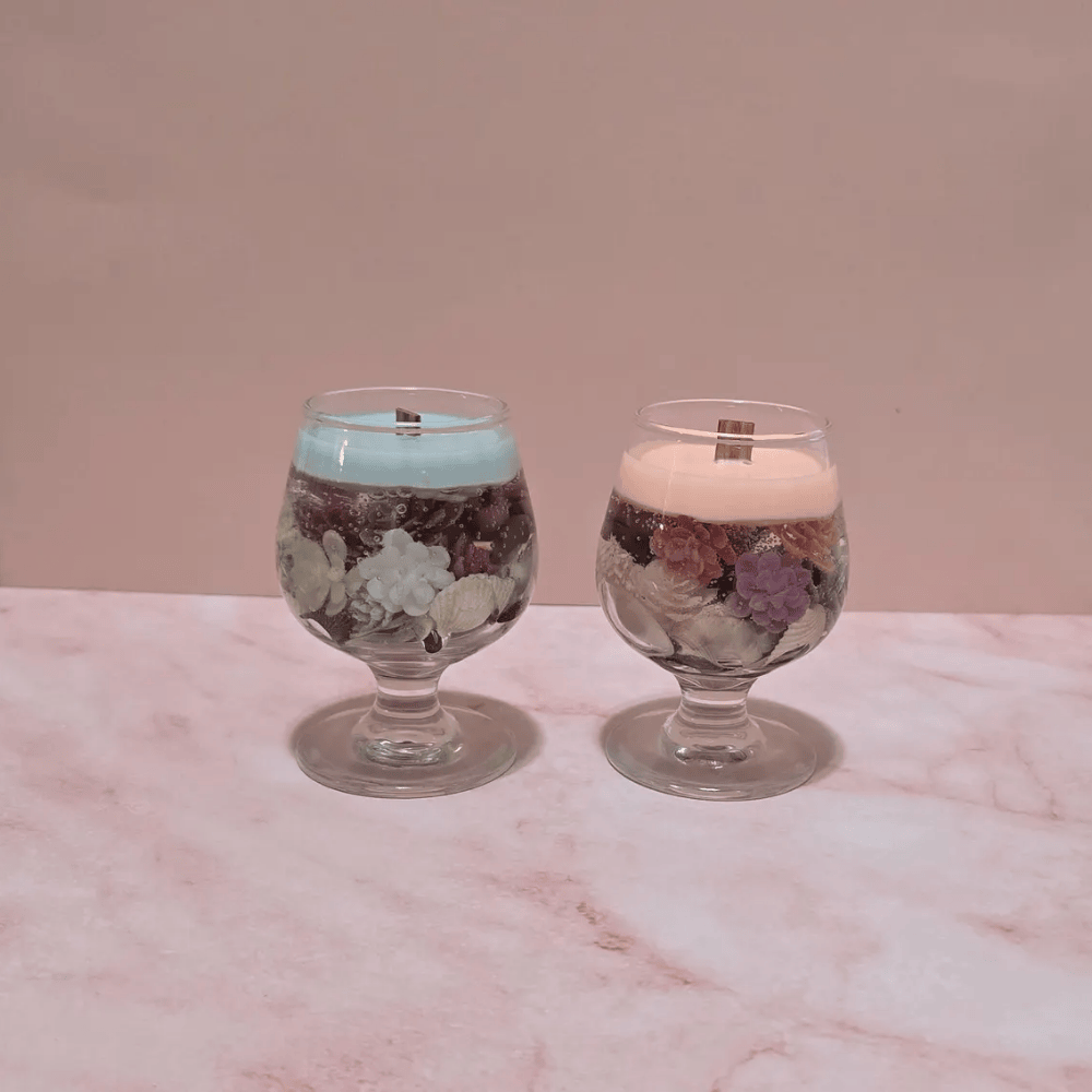Artisan Seaside Wine Glass Candle | Floral & Shell Infused Soy Wax Decor