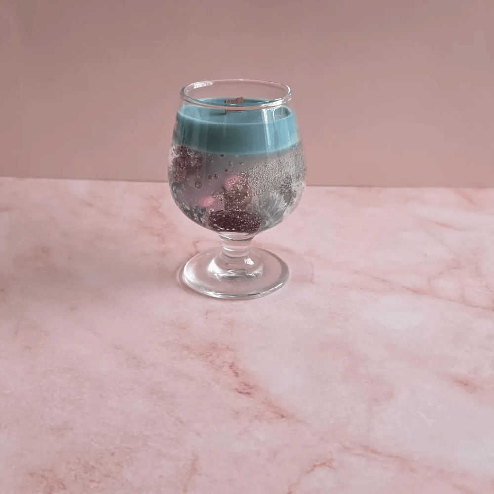 Artisan Seaside Wine Glass Candle | Floral & Shell Infused Soy Wax Decor