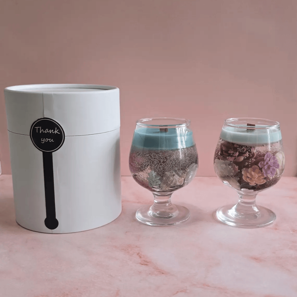 Artisan Seaside Wine Glass Candle | Floral & Shell Infused Soy Wax Decor