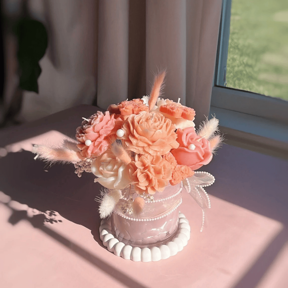 Eternal Bloom Candle Bouquet | Handcrafted Peony & Rose Soy Arrangement