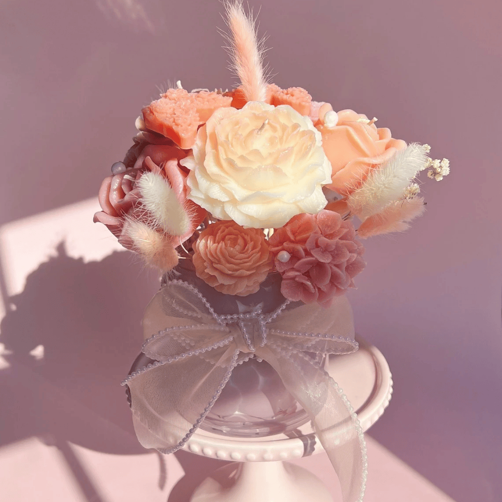 Eternal Bloom Candle Bouquet | Handcrafted Peony & Rose Soy Arrangement