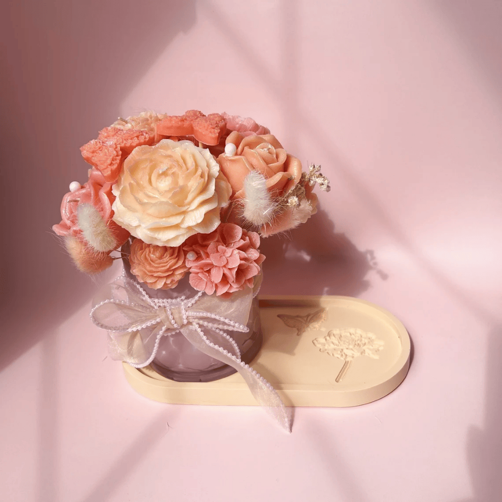 Eternal Bloom Candle Bouquet | Handcrafted Peony & Rose Soy Arrangement