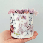 Grand Botanical Pillar Candle | 10cm Large Soy Candle with Hand-Embedded Dried Flowers
