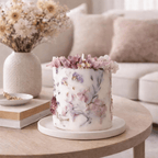 Grand Botanical Pillar Candle | 10cm Large Soy Candle with Hand-Embedded Dried Flowers