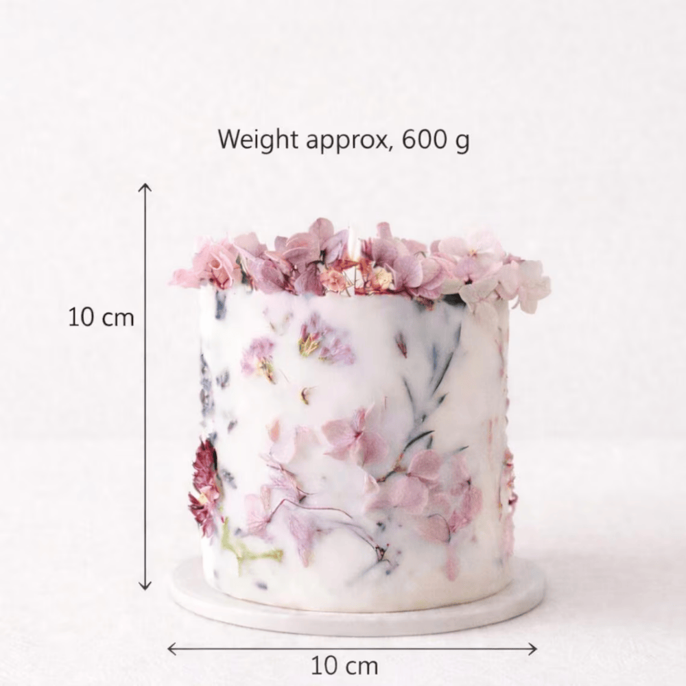 Grand Botanical Pillar Candle | 10cm Large Soy Candle with Hand-Embedded Dried Flowers